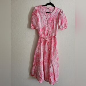 Vintage Talbots pink floral abstract tie dress | size 8